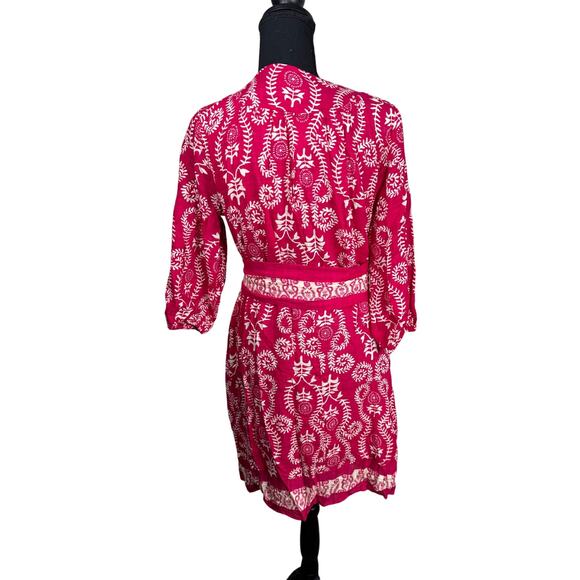 QVC Studio Park Tall Printed Dress Removable Belt Beetroot NWOT Size MT - Picture 2 of 6